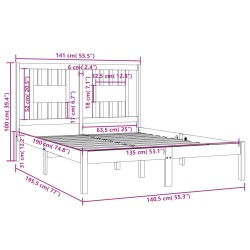 Cadre de lit sans matelas gris bois massif 