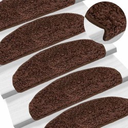 Tapis d'escalier 30 pcs marron 65x21x4 cm 