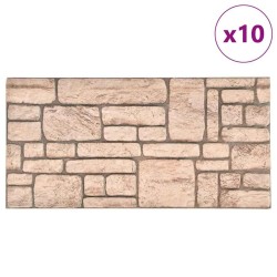 Panneaux muraux 3D avec design de brique beige 10 pcs EPS 