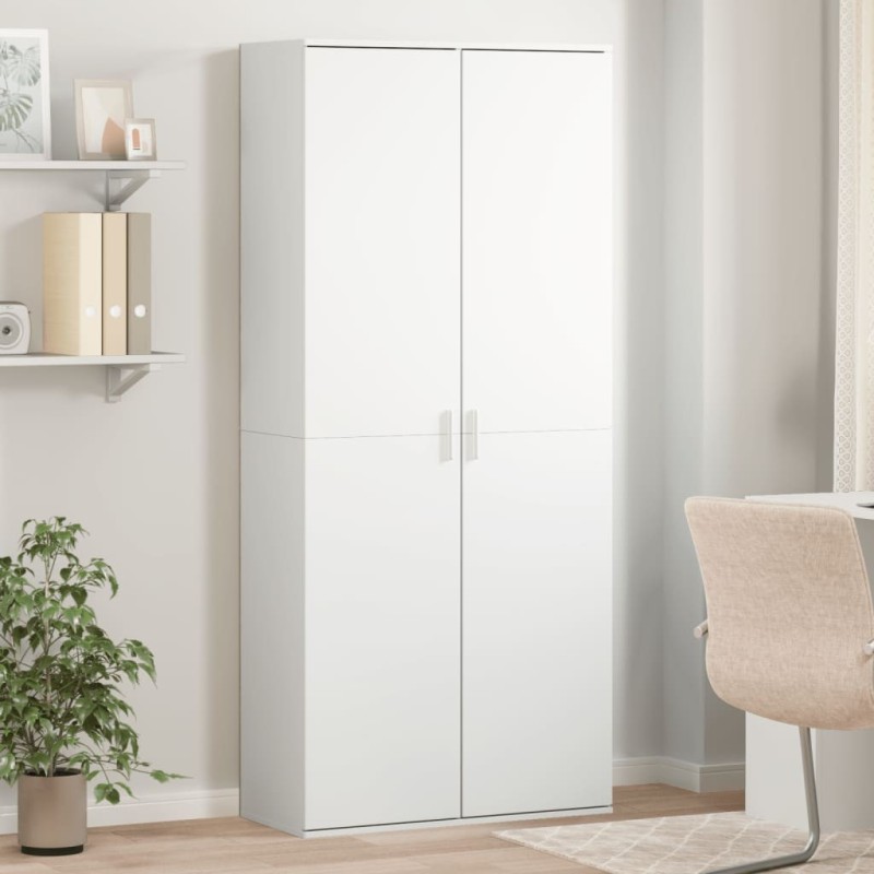 Buffet haut blanc 80x35x180 cm bois d'ingénierie 