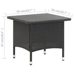Table à thé Noir 50x50x47 cm Résine tressée 