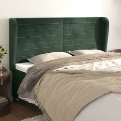 Tête de lit avec oreilles Vert foncé 183x23x118/128 cm Velours 