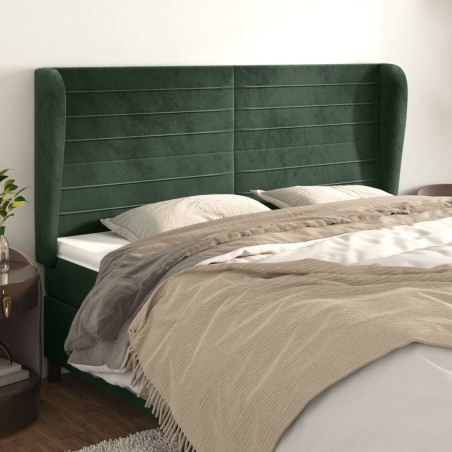 Tête de lit avec oreilles Vert foncé 183x23x118/128 cm Velours 