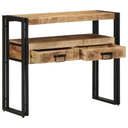 Tables d'appointNoires 90x33x75 cm en Bois de manguier massif et Métal 