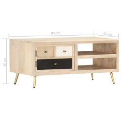 Table basse 90x45x40 cm Bois de manguier massif 