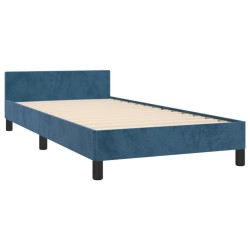 Cadre de lit sans matelas bleu foncé 90x200 cm velours 