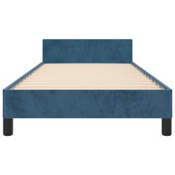 Cadre de lit sans matelas bleu foncé 90x200 cm velours 