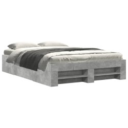 Cadre de lit sans matelas gris béton 135x190 cm bois ingénierie 