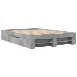 Cadre de lit sans matelas gris béton 135x190 cm bois ingénierie 