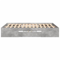Cadre de lit sans matelas gris béton 135x190 cm bois ingénierie 