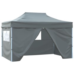 Tente pliable avec 4 parois latérales 3 x 4,5 m Anthracite 