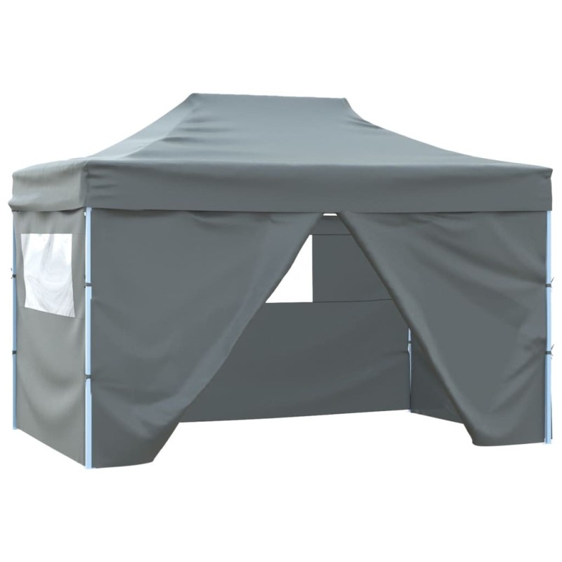 Tente pliable avec 4 parois latérales 3 x 4,5 m Anthracite 