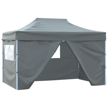 Tente pliable avec 4 parois latérales 3 x 4,5 m Anthracite 