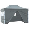 Tente pliable avec 4 parois latérales 3 x 4,5 m Anthracite 
