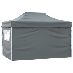Tente pliable avec 4 parois latérales 3 x 4,5 m Anthracite 