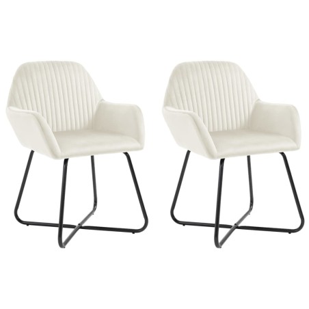 Chaises à manger lot de 2 Crème Velours 