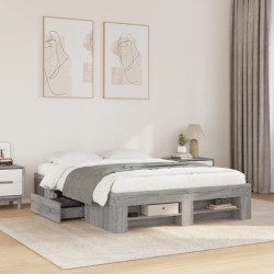 Cadre de lit sans matelas sonoma gris 135x190 cm 