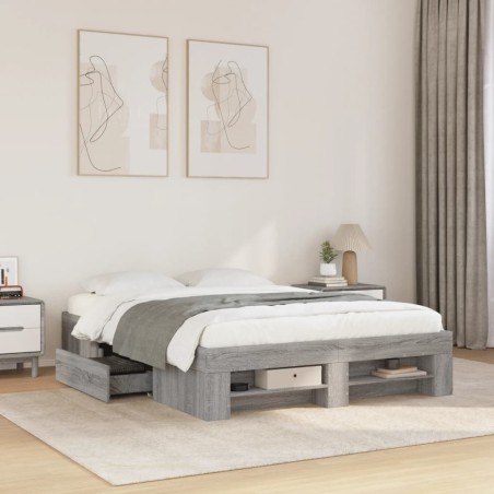 Cadre de lit sans matelas sonoma gris 135x190 cm 