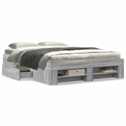 Cadre de lit sans matelas sonoma gris 135x190 cm 
