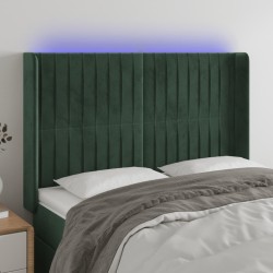 Tête de lit à LED Vert foncé 147x16x118/128 cm Velours 