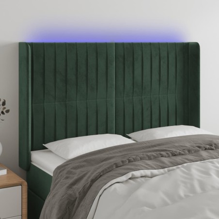 Tête de lit à LED Vert foncé 147x16x118/128 cm Velours 