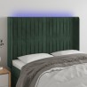 Tête de lit à LED Vert foncé 147x16x118/128 cm Velours 