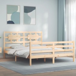 Cadre de lit sans matelas bois massif 