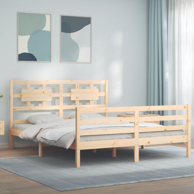 Cadre de lit sans matelas bois massif 
