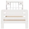 Lit bibliothèque sans matelas blanc 100x200 cm bois pin massif 