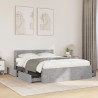 Cadre de lit et tête de lit sans matelas gris béton 135x190 cm 