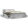 Cadre de lit et tête de lit sans matelas gris béton 135x190 cm 