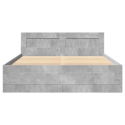 Cadre de lit et tête de lit sans matelas gris béton 135x190 cm 