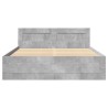 Cadre de lit et tête de lit sans matelas gris béton 135x190 cm 
