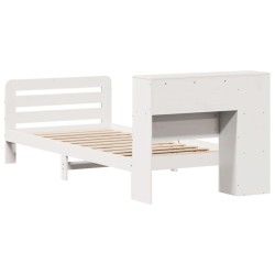Cadre de lit sans matelas blanc 75x190 cm bois de pin massif 