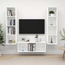 Ensemble de meuble TV 3 pcs Blanc Bois d'ingénierie 