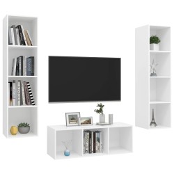 Ensemble de meuble TV 3 pcs Blanc Bois d'ingénierie 