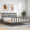 Cadre de lit sans matelas gris bois de pin massif 