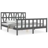 Cadre de lit sans matelas gris bois de pin massif 