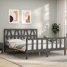 Cadre de lit sans matelas gris bois de pin massif 