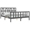 Cadre de lit sans matelas gris bois de pin massif 