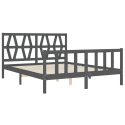 Cadre de lit sans matelas gris bois de pin massif 