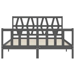 Cadre de lit sans matelas gris bois de pin massif 