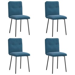 Chaises à manger lot de 4 Bleu Velours 