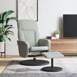 Fauteuil inclinable avec repose-pied gris clair velours 