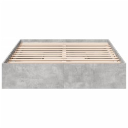 Cadre de lit avec tiroirs sans matelas gris béton 140x190 cm 