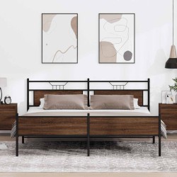 Cadre de lit en métal sans matelas chêne marron 193x203 cm 