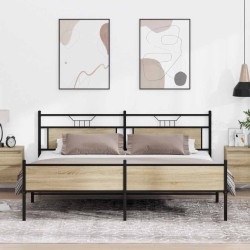 Cadre de lit en métal sans matelas chêne sonoma 193x203 cm 