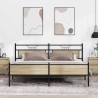 Cadre de lit en métal sans matelas chêne sonoma 193x203 cm 