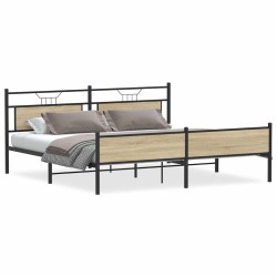 Cadre de lit en métal sans matelas chêne sonoma 193x203 cm 
