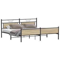 Cadre de lit en métal sans matelas chêne sonoma 193x203 cm 
